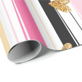 Goud hars kleurrijk handgemaakt strepenpatroon 2 cadeaupapier (Rol Hoek)