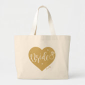 Goud hart en op maat gemaakte bride canvas tas met (Voorkant)