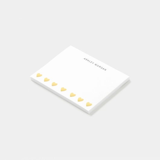 Goud hart en persoonlijke Post-it® notes (Schuin)