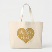 Goud hart en scriptmoeder van de bruid grote tote bag (Voorkant)