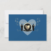 Goud hart mannelijk bruiloft blauw | Receptie Kaar Kaart (Achterkant)