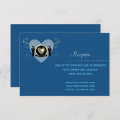 Goud hart mannelijk bruiloft blauw | Receptie Kaar Kaart (Voorkant / Achterkant)