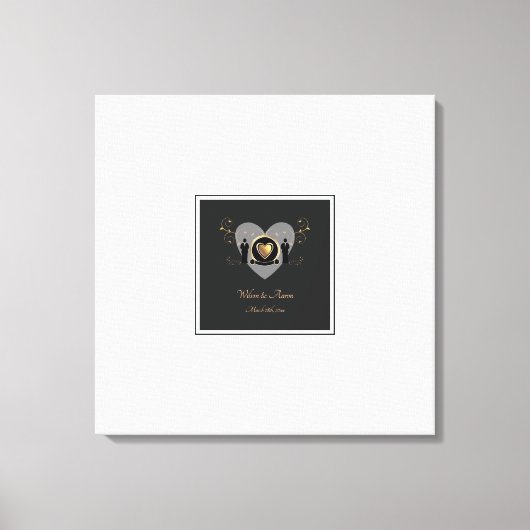 Goud hart mannelijke bruiloft alternatief gastenbo canvas afdruk (Voorkant)