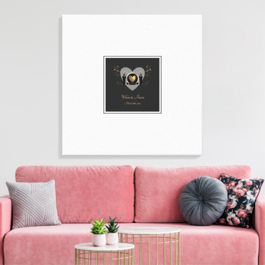 Goud hart mannelijke bruiloft alternatief gastenbo canvas afdruk (Insitu (Woonkamer))