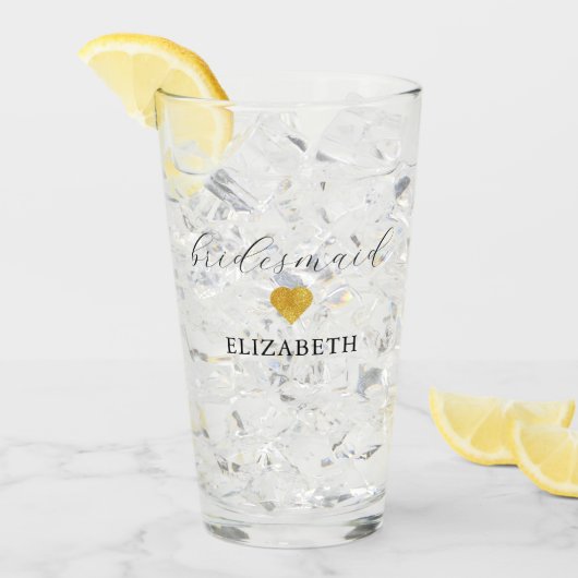 Goud hart minimalistische bruiloft glas (Voorkant ijs)