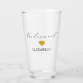 Goud hart minimalistische bruiloft glas (Voorkant)