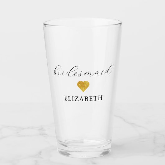 Goud hart minimalistische bruiloft glas (Voorkant)