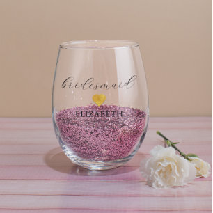 Goud hart minimalistische bruiloft wijnglas zonder voet