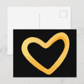 Goud hart op zwarte achtergrond briefkaart (Voorkant / Achterkant)
