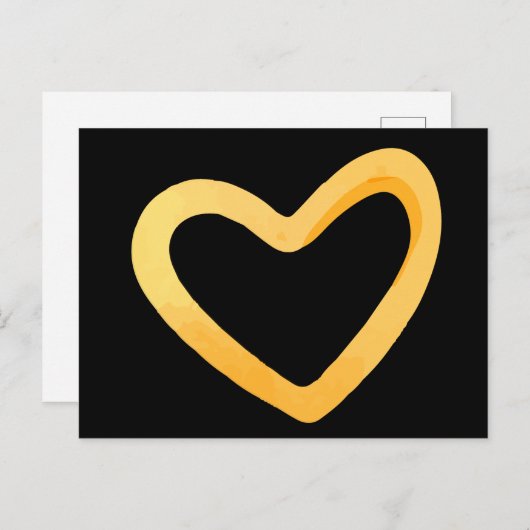 Goud hart op zwarte achtergrond briefkaart (Voorkant / Achterkant)