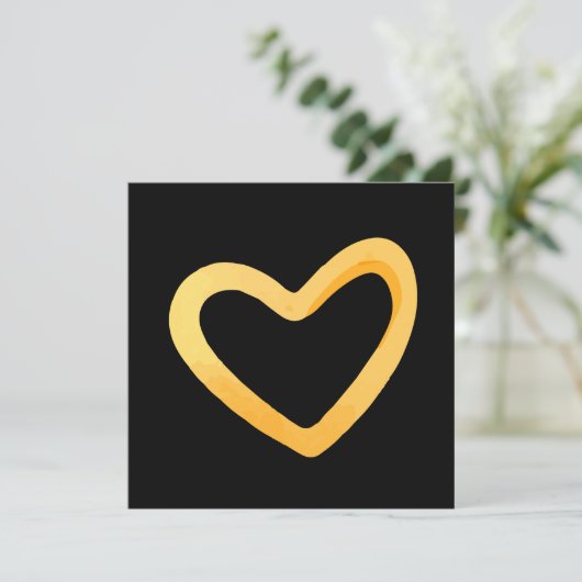 Goud hart op zwarte achtergrond feestdagenkaart (Staand voorkant)