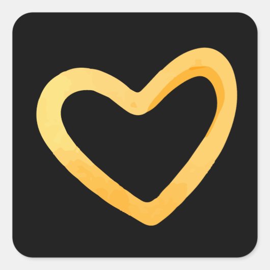Goud hart op zwarte achtergrond vierkante sticker (Voorkant)