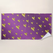 goud, hart, paars, decoratie, medaille, onderschei strandlaken (Voorkant)