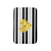 Goud hart, zwarte en witte strepen badmat (Voorkant Verticaal)