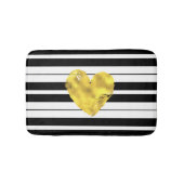 Goud hart, zwarte en witte strepen badmat (Voorkant)