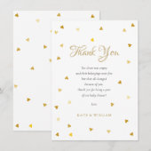 Goud Hartjes Baby Shower Dankjewel Gedicht Bedankkaart (Voorkant / Achterkant)