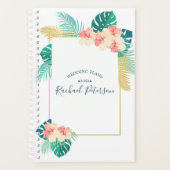 Goud Hawaïaanse Hibiscus Bruiloft Monogram Planner (Voorkant)
