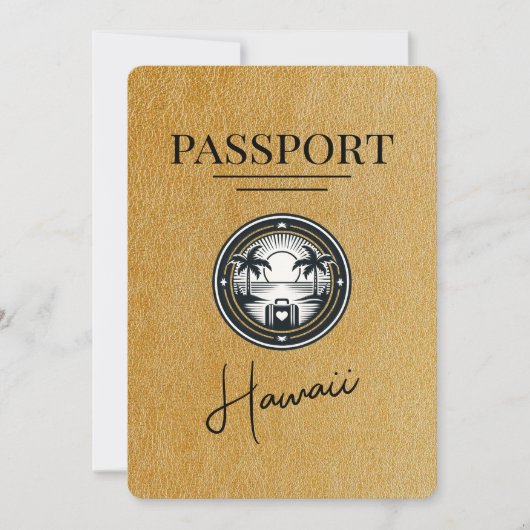 Goud Hawaii paspoort Bewaar de datum Save The Date (Voorkant)