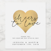 Goud Heart Weddenschap Wijn Etiket op fles (Enkel label)