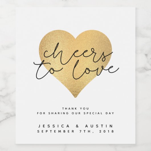 Goud Heart Weddenschap Wijn Etiket op fles (Enkel label)