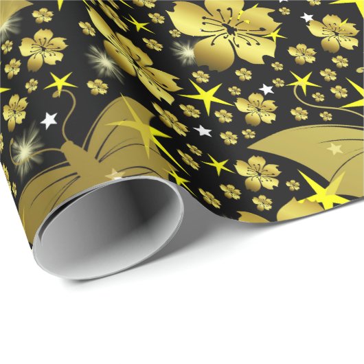 goud, helder, glanzend, vlinders, exclusief gouden cadeaupapier (Rol Hoek)