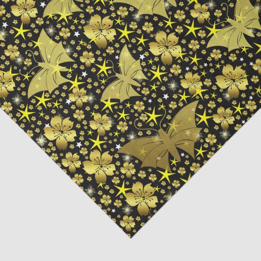 goud, helder, glanzend, vlinders, exclusief gouden tissuepapier (Detail)