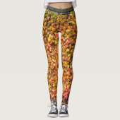 Goud herfstkleuren klimop muur leggings (Voorkant)