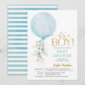 Goud Het is een Baby shower van een padblauw ballo Kaart (Voorkant / Achterkant)