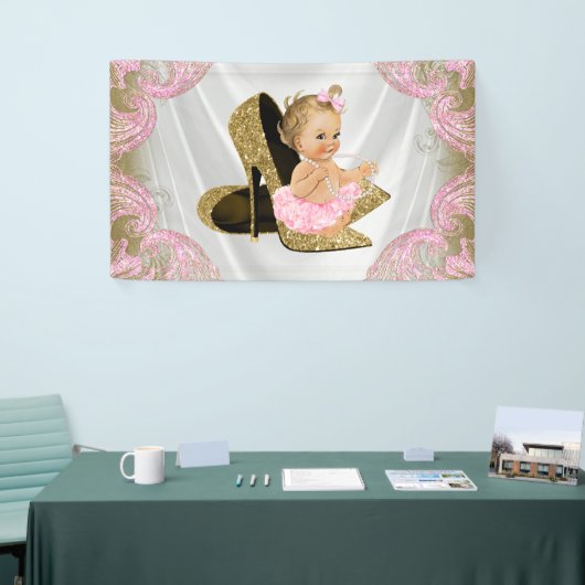 Goud High Heel Shoe Baby shower Spandoek (Beurs)