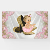 Goud High Heel Shoe Baby shower Spandoek (Horizontaal)