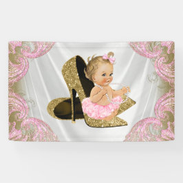 Goud High Heel Shoe Baby shower Spandoek