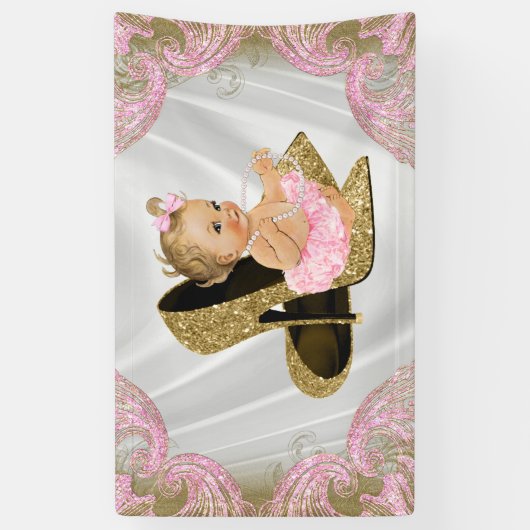 Goud High Heel Shoe Baby shower Spandoek (Verticaal)