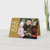 Goud "HO HO HO" Feestdagen Kaart (Voorkant)