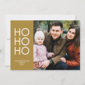 Goud "HO HO HO" Fotocollage Kerstmis Feestdagenkaart (Voorkant)