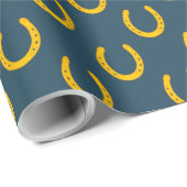 Goud hoefijzer patroon donkere achtergrond cadeauo cadeaupapier (Rol Hoek)