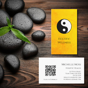 Goud Holistische Healing Yin Yang Symbool QR code Visitekaartje