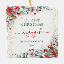 Goud Holly groen Bloemen 1e Kerstmis Verloofd