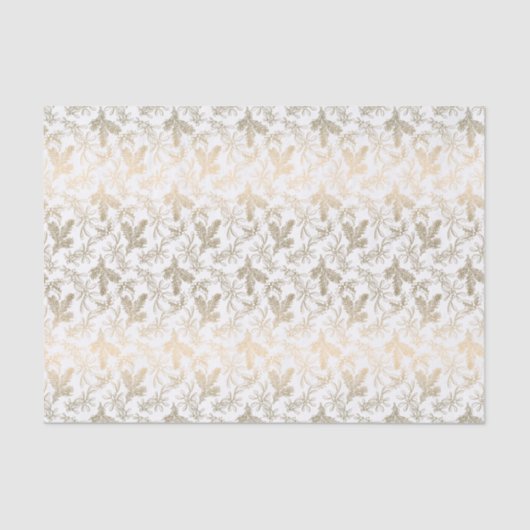 Goud Holly, mistletoe en pijnbijkantoren gegraveer Tissuepapier (Voorkant)