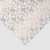 Goud Holly, mistletoe en pijnbijkantoren gegraveer Tissuepapier (Detail)