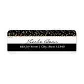 Goud Hollywood Zwart & Wit Strepen Adreslabel Etiket (Voorkant)
