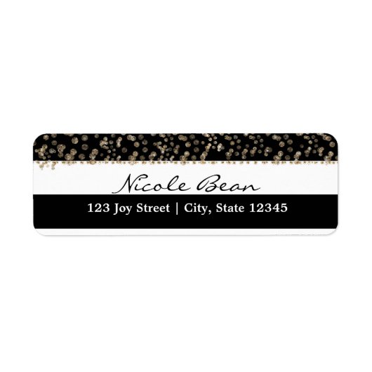 Goud Hollywood Zwart & Wit Strepen Adreslabel Etiket (Voorkant)