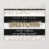 Goud Hollywood Zwart & Wit Strepen Ansichtkaart Aankondigingskaart (Voorkant)