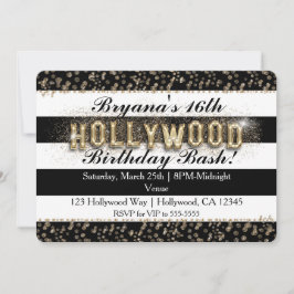 Goud Hollywood Zwart & Wit Strepen Uitnodigingen