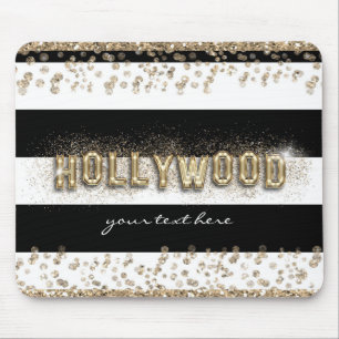 Goud Hollywood Zwart & Witte Strepen Muismat