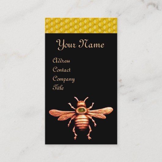 GOUD HONEY BEE / BEEKEEPER BEEKEEPENDE MONOGRAM VISITEKAARTJE (Voorkant)