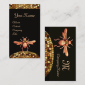 GOUD HONEY BEE / BEEKEEPER BEEKEEPENDE MONOGRAM VISITEKAARTJE (Voorkant / Achterkant)