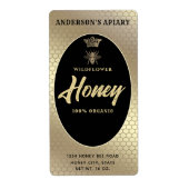 Goud Honey jar moderne scriptkoningin bijen Etiket (Voorkant)