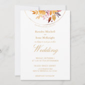 Goud Honing Geel Waterverf Bloemen Bruiloft Kaart (Voorkant)