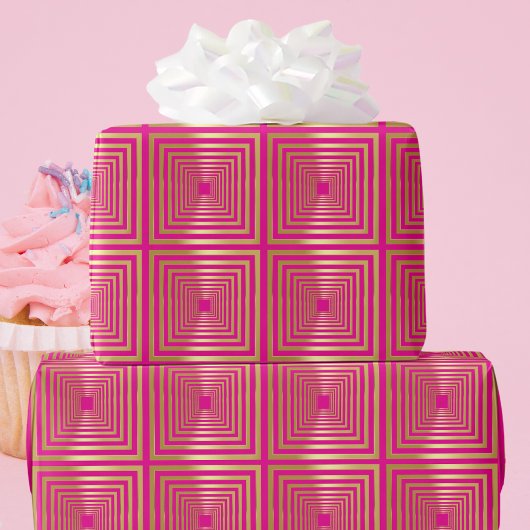 Goud hot pink girly luxe Wrapping Paper Cadeaupapier