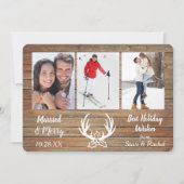 Goud hout gewei getrouwd met drie foto sjabloon (Voorkant)